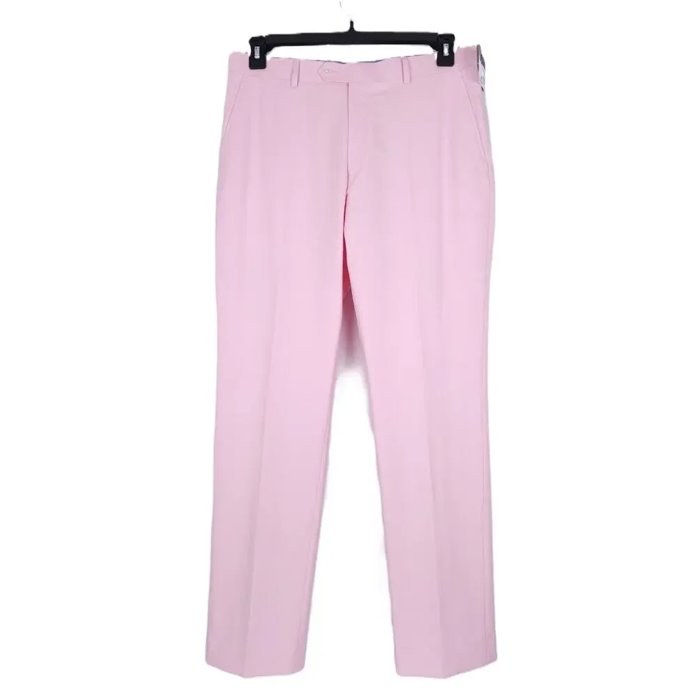 Tommy Hilfiger Mens Modern Fit 2 Piece Suit 46R 40x30 Light Pink Solid Chambray